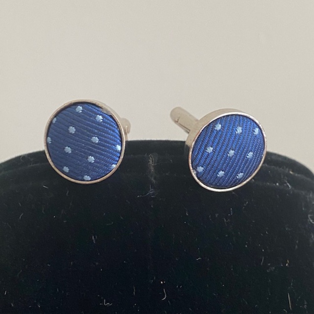 Medium Blue Venezia Silk Cufflinks Made in France